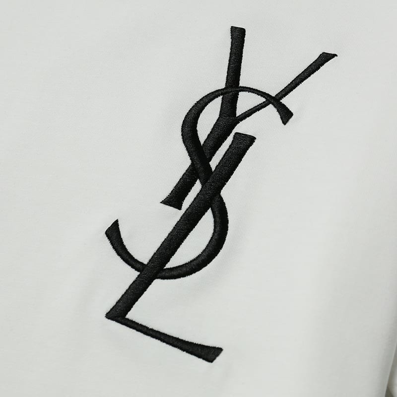 Футболка YSL Embroidery Logo "White" фото № 3