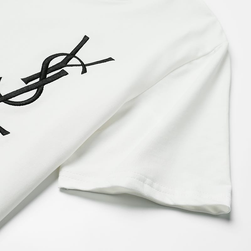 Футболка YSL Embroidery Logo "White" фото № 8