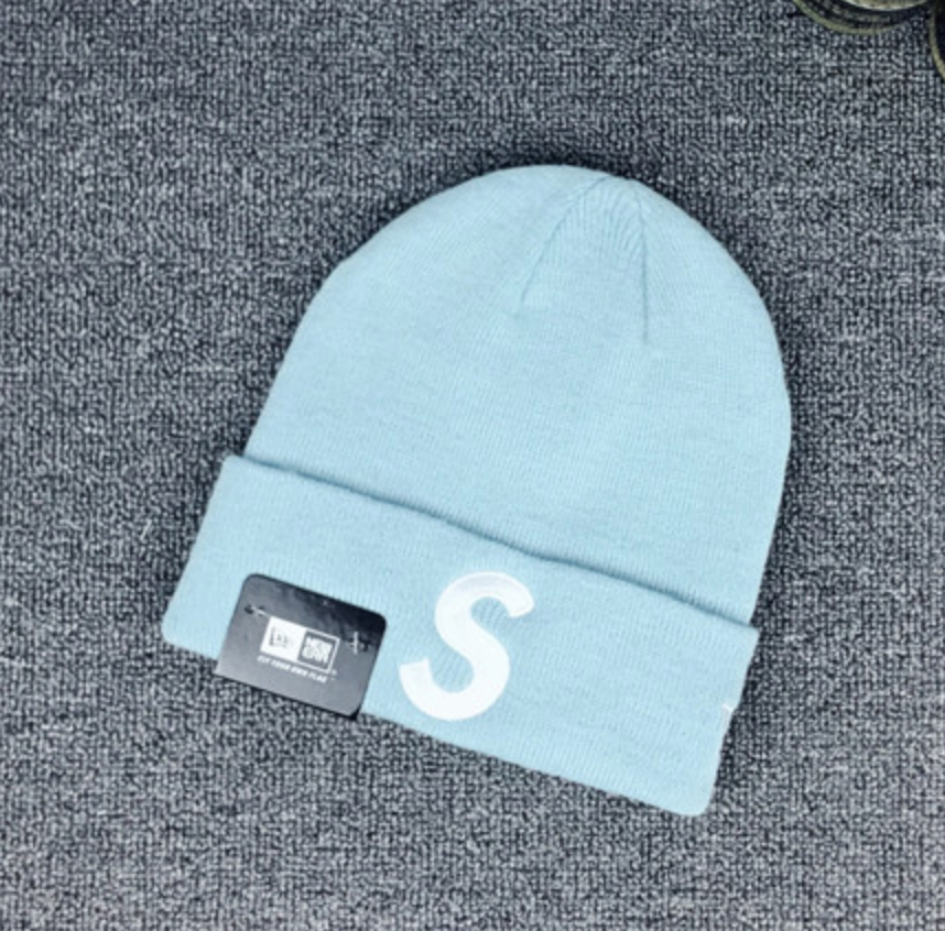 Зимняя шапка Supreme New Era S Logo "Light Blue" фото № 2