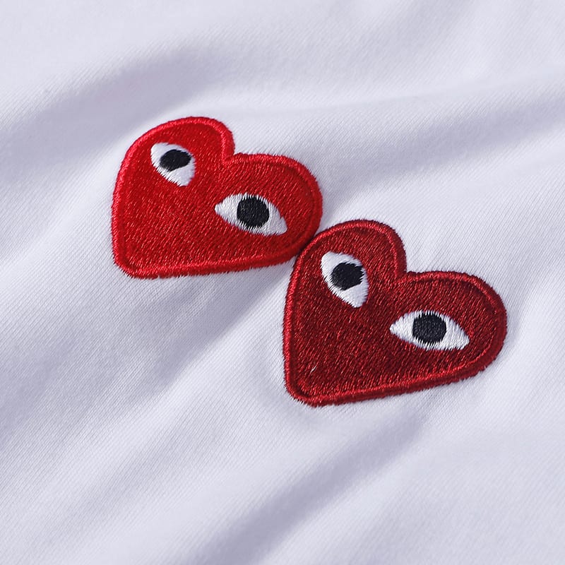 Футболка Comme des Garcons Play Small Two Hearts "White" фото № 5