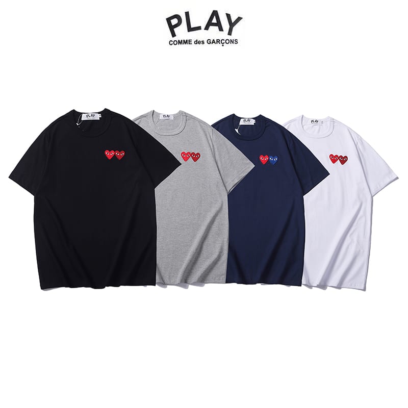 Футболка Comme des Garcons Play Small Two Hearts "White" фото № 6