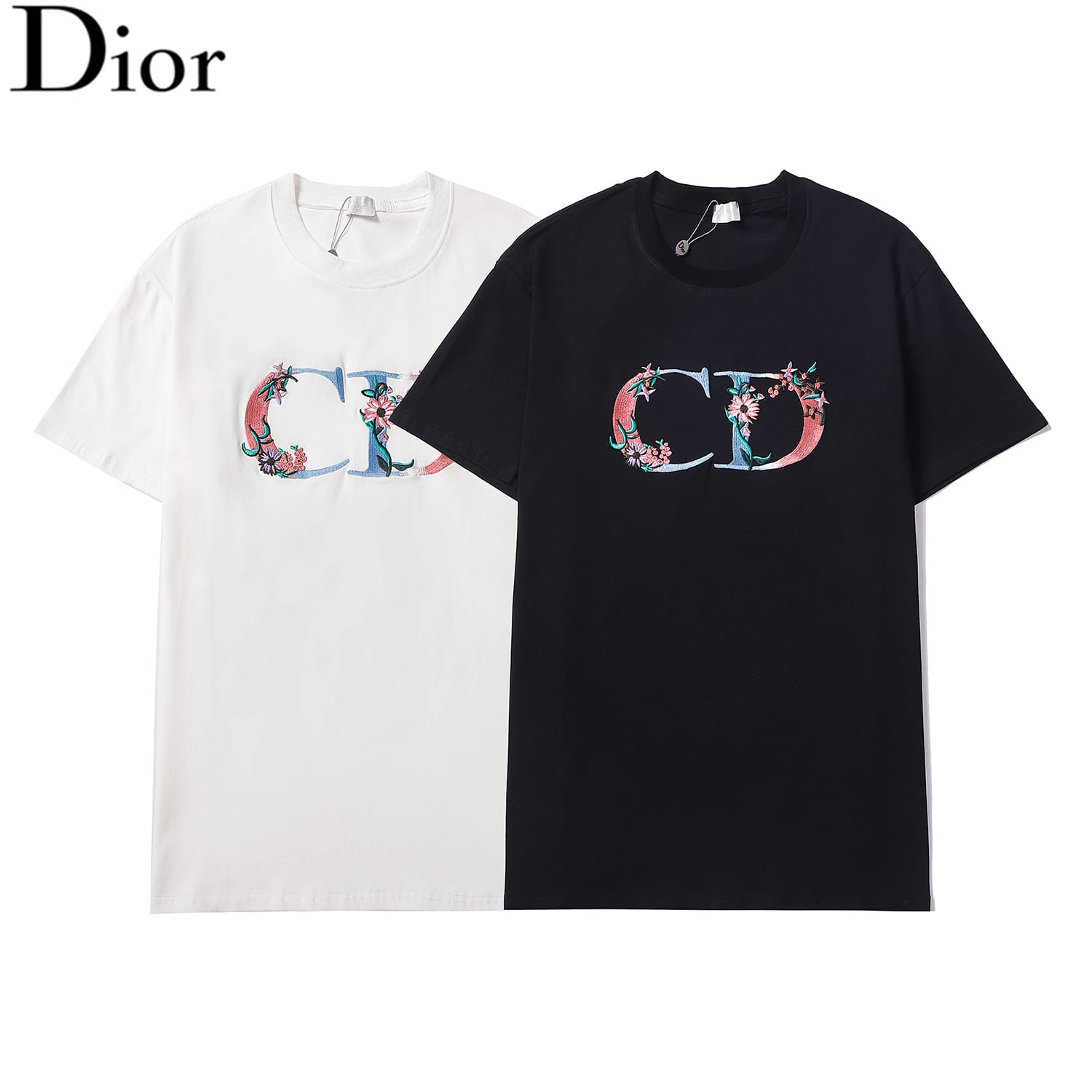 Футболка Dior CD Three-Dimensional Embroidery "White" фото № 4