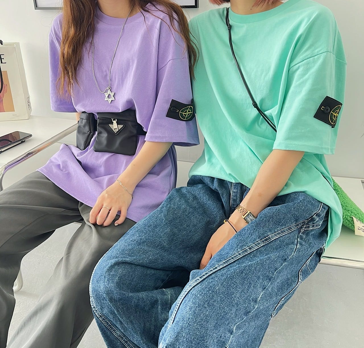 Футболка Stone Island Label On Sleeve "Gray" фото № 3