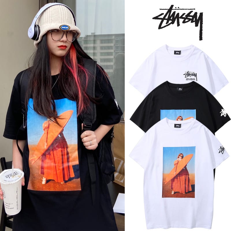 Футболка Stussy Woman With Surfboard "Black" фото № 4